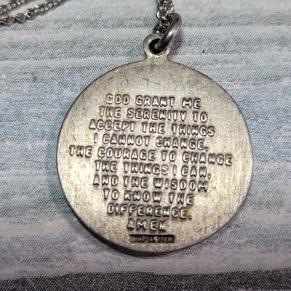 Speidel Sterling Serenity Prayer Pendant Necklace. - Picture 3 of 12